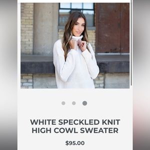 Love Your Melon WHITE KNIT HIGH COWL SWEATER SIZE MEDIUM